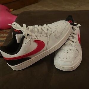 Nike Court Kids White, Black and Red Sneakers